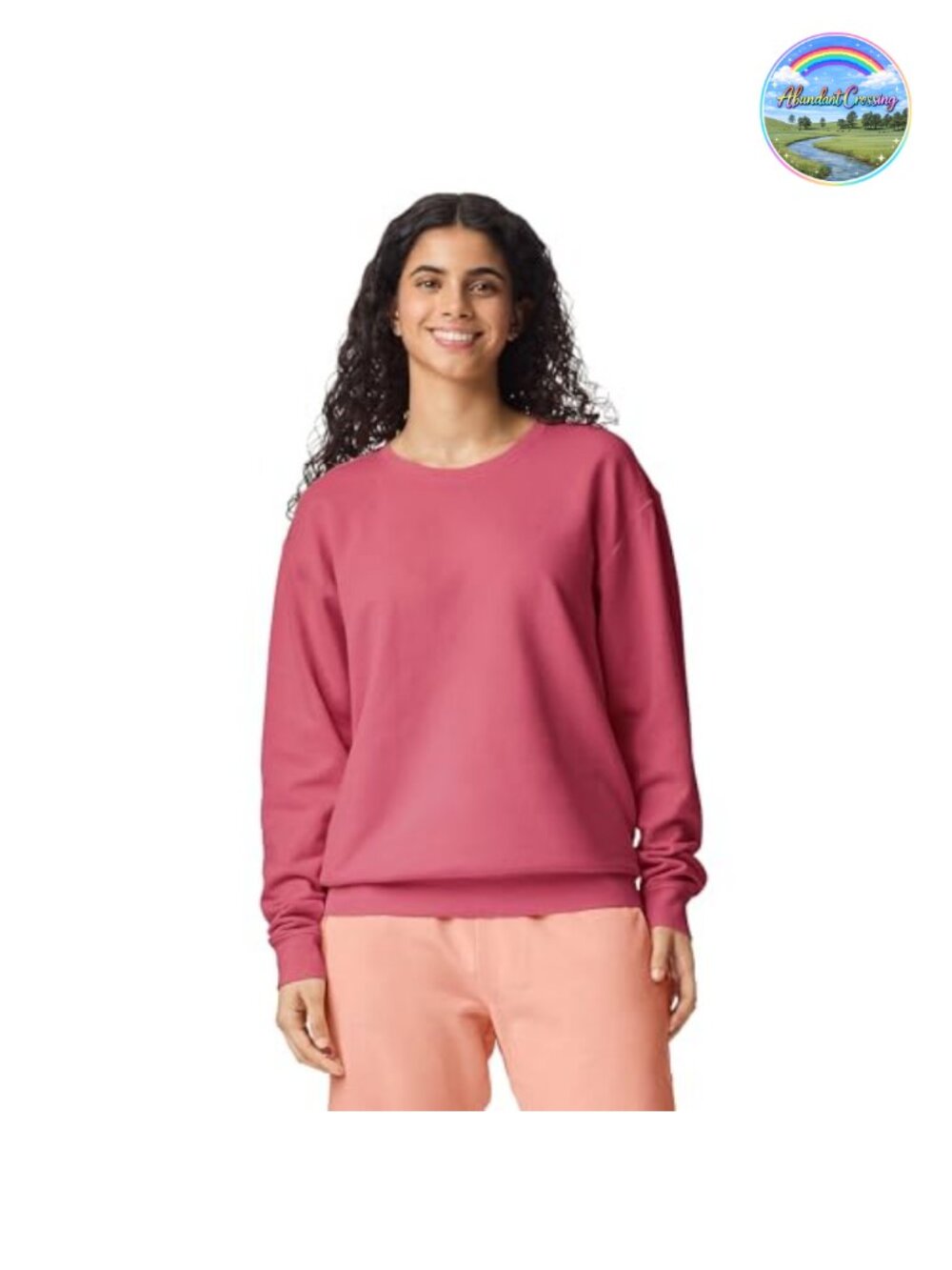 Lightweight Cotton Crewneck Sweatshirt Relaxed Fit Long Sleeve Pullover